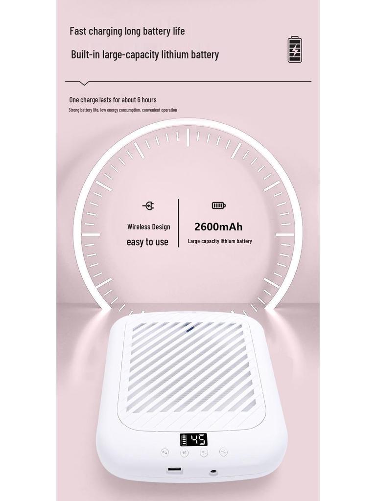 Portable Rechargeable Turbo Brushless Nail Dust Collector with Adjustable High Power for Nail Art