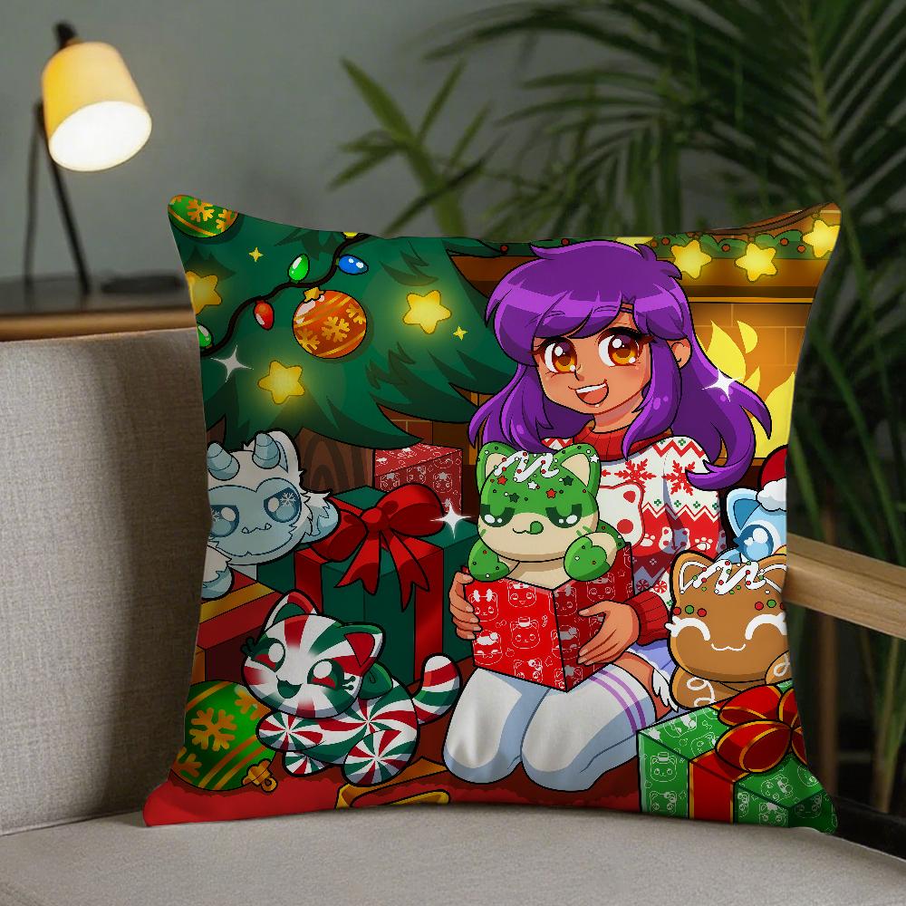 Anime Aphmau Pillow Case Square DoubleSided Printing Sofa Cushion Cover Pillowcase Bedroom Bedside