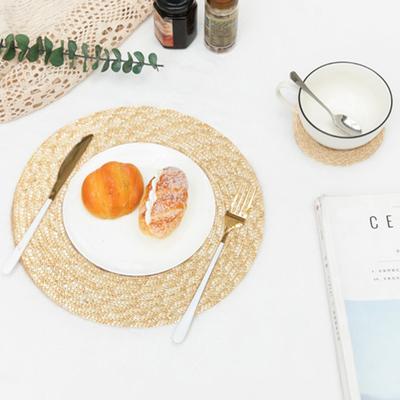 Table Placemat Heat Resistant Cup Handmade Anti-scalding Straw Reusable Hand-woven Braided Coaster Bowl Mat