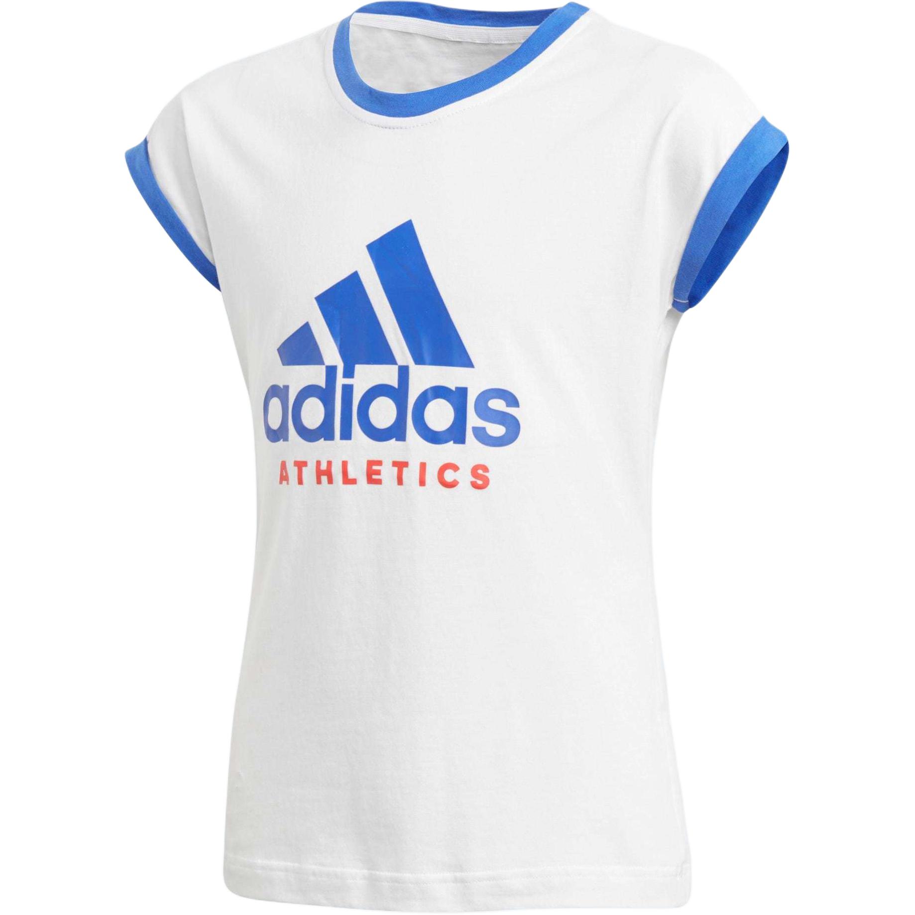 Adidas Sport T Shirt White/Blue Teenagers CF6665 140