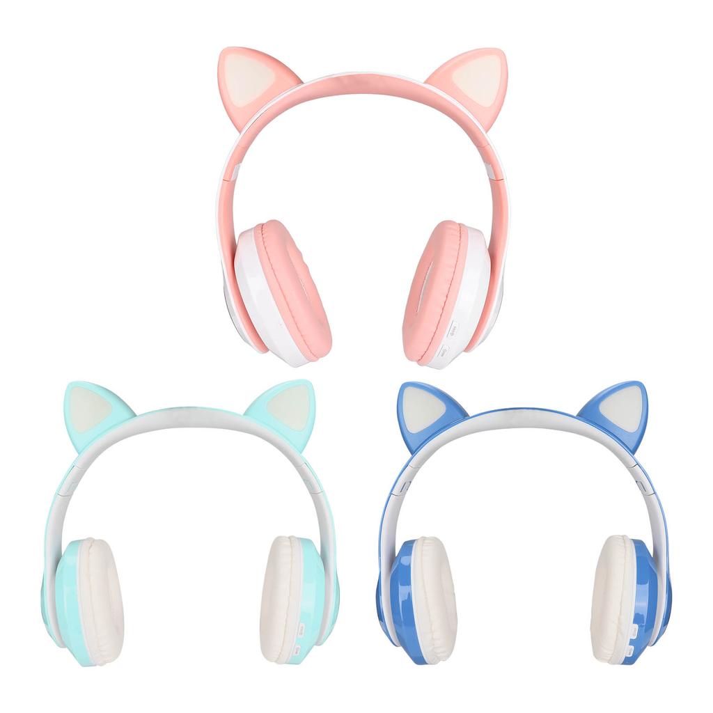 LXB39C Kids Headphone Bluetooth 5.0 Foldable Wireless Glowing Music Cat Ear Headphone for Kids