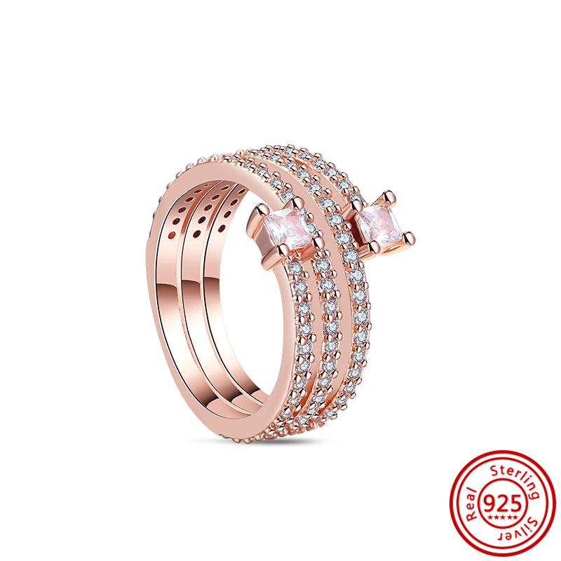 925 Sterling Silver Rings for Women Original Infinity Love Heart Engagement Wedding Ring Rose Gold Zircon Luxury Jewelry Gift