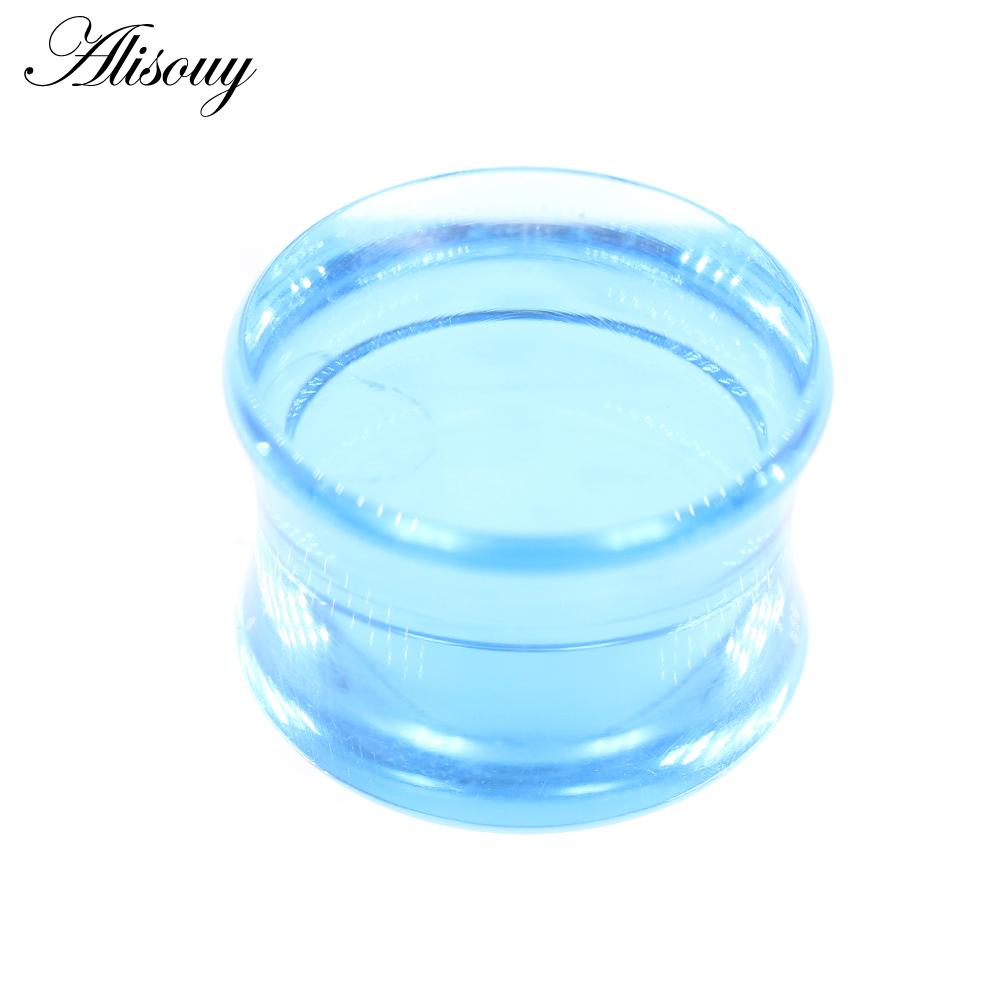 Alisouy 2 buc Acril Albastru Transparent Solid Dublu Evazat Tunel Ureche Plug Expander Extensor Ecartoare Cercei Piercing Bijuterii Corp