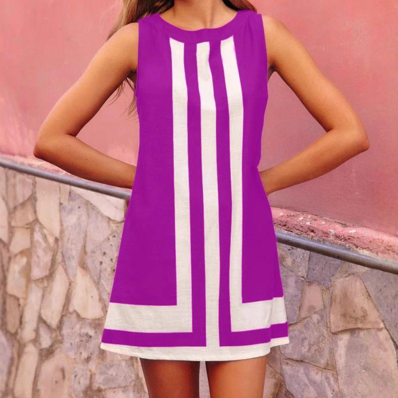 Casual Dress 2025 Europe and America Cross Border Summer New Arrival Women's Clothing Vacation Style Patchwork Sleeveless Casual Dress