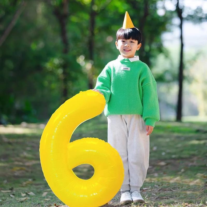 40 Inch Yellow Digital Aluminum Film Balloon Outdoor Picnic Baby First Birthday Party Decoration Photo Balloon