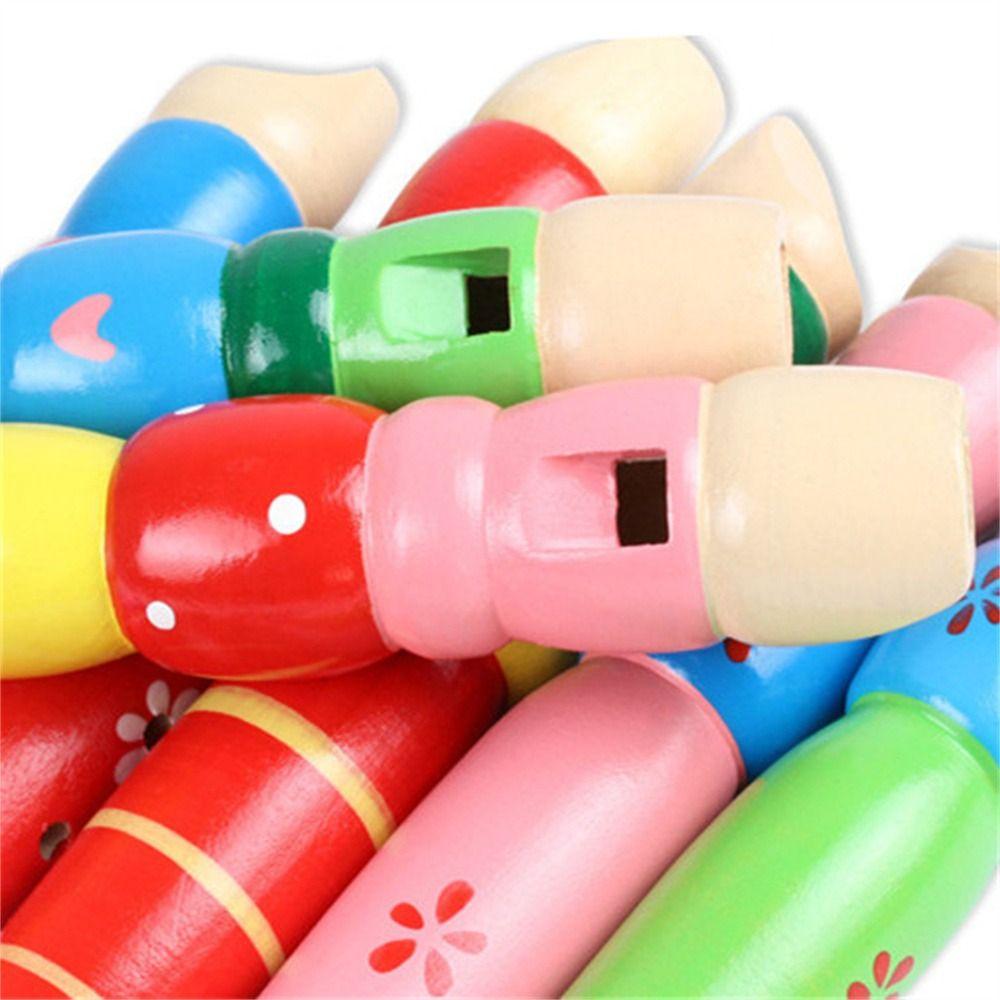 Instrument 20cm for Children Kids Music Toy Wooden Flute 6-Holes Recorder Short Flute Cartoon Flute