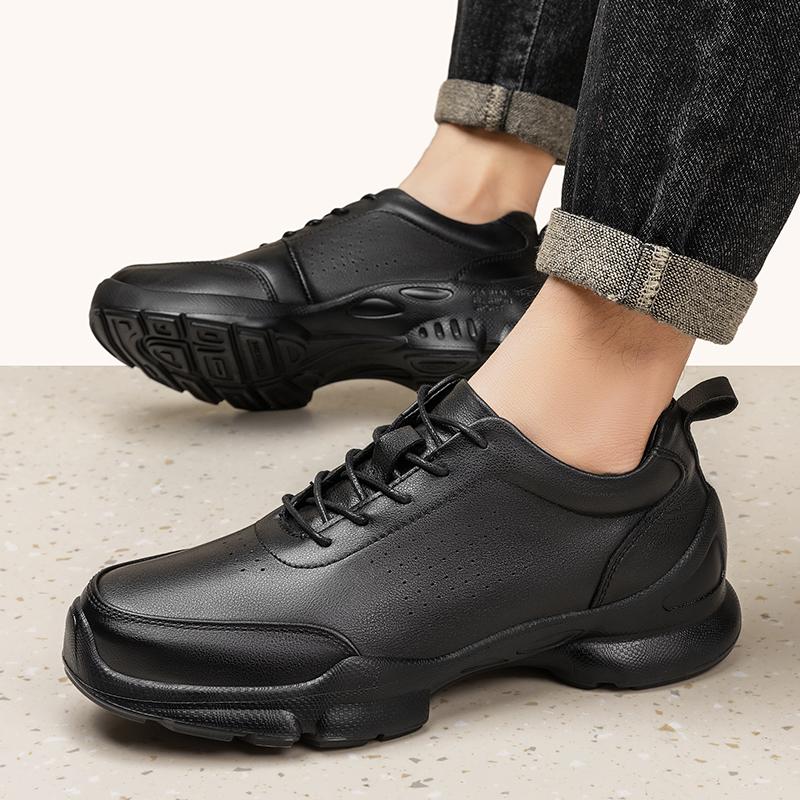Fashion New Outdoor Male Flats Genuine Leather Men's Walking Shoes Thick Bottom Handmade Skate Shoes Men Brand Lace-Up Mens Sneakers