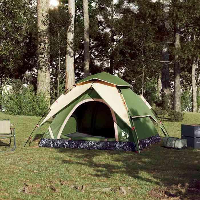 Camping Tent - vidaXL - 3 Persons - Waterproof - Quick Release System - Green