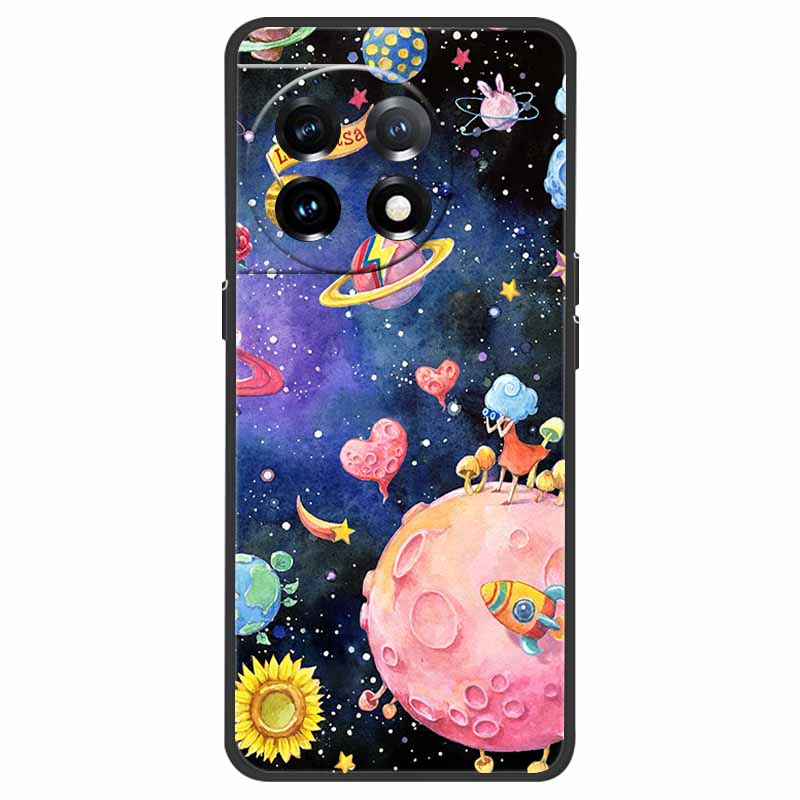For OnePlus 11 5G Case One Plus 11R Flower Marble Black Bumper Soft TPU Silicone Cover for OnePlus 11 / 11R 5G Phone Cases Capas