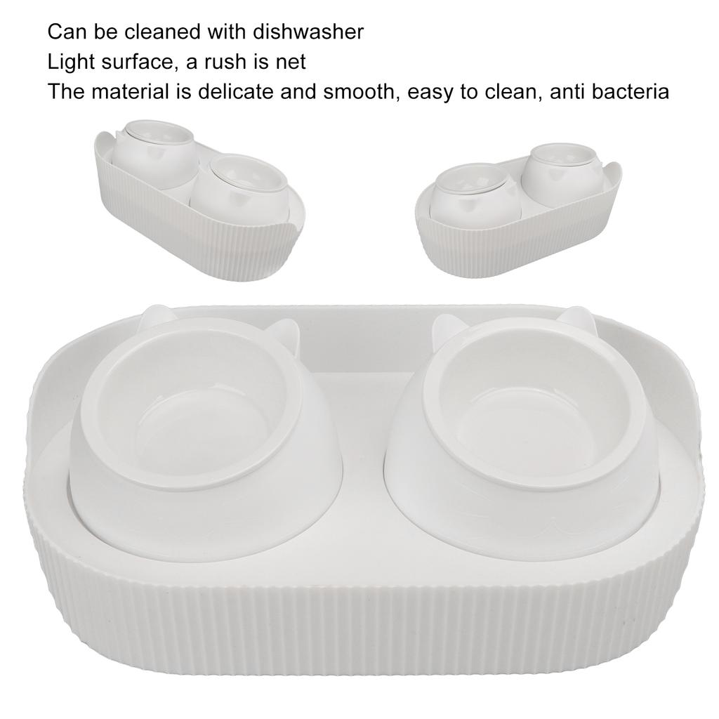 Ceramic Pet Bowl Set Food Grade Anti   Double Food Water Bowls for Cats Dogs Kittens and Puppies(Green [Cheongsam Meow] Green Background )