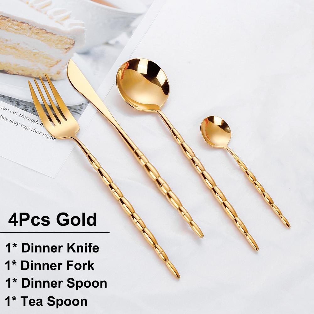 8/12/16/20/32 Pieces Gold Tableware Stainless Steel Cutlery Set Sliver Dinnerware Knife Fork Spoon Set For Home Kitchen Utensils