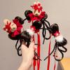 Flower Children Wig Headband Tassel Hanfu Hair Sticks Sweet Chinese New Year Headwear  Baby