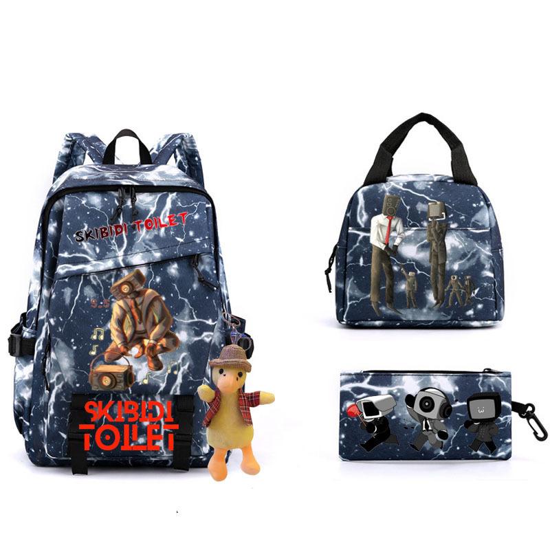New Skibidi Toilet Man Spoof School Bag Elementary School Backpack Satchel Pencil Case