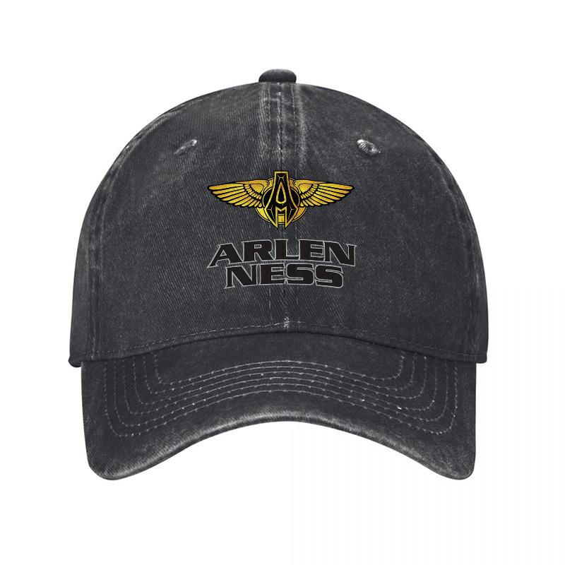 ARLEN NESS Washed Cotton Baseball Cap Gold Wing Logo Classic Fit Unisex for Motorcycle Streetwear
