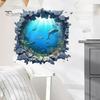 Easy Install Wall Art for Bedroom Underwater Shark Sticker, Realistic 3D Ocean View Decal, Waterproof Large Perspective Stickers PVC Mural Living Room