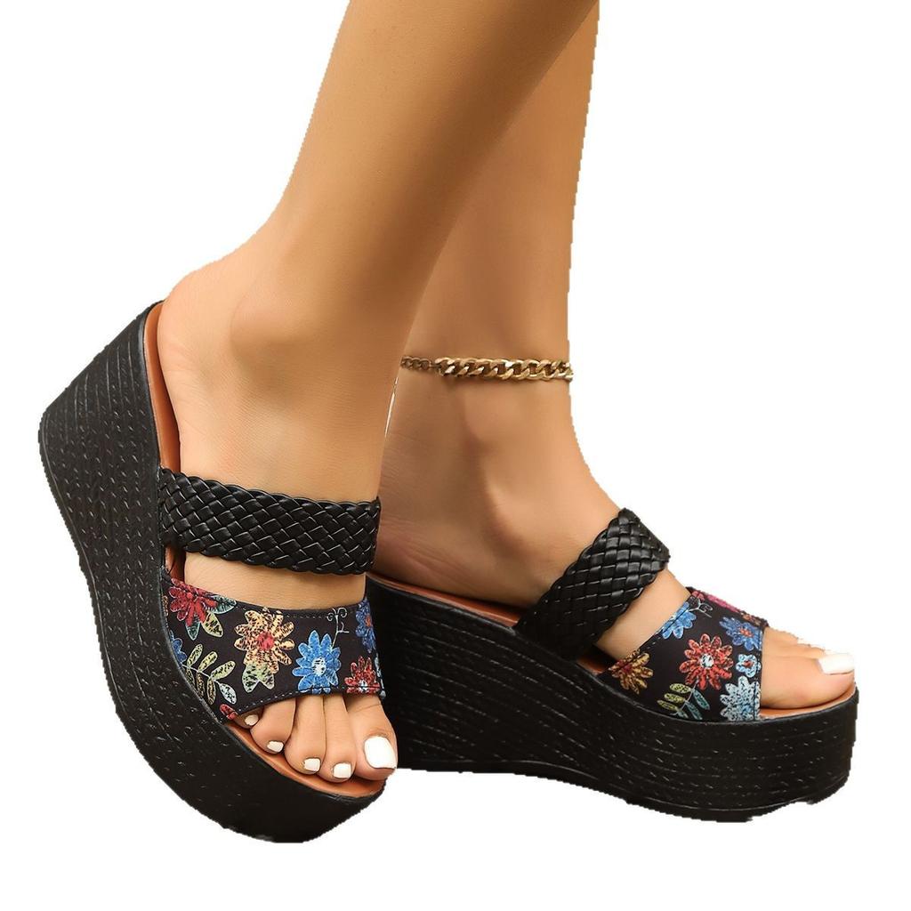 Wedge heel slippers women wear new muffin thick bottom fashion cool slippers