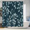 Modern Grey Leaf Print Shower Curtain Waterproof Bath Rug Decorative Home Decoration Blue White