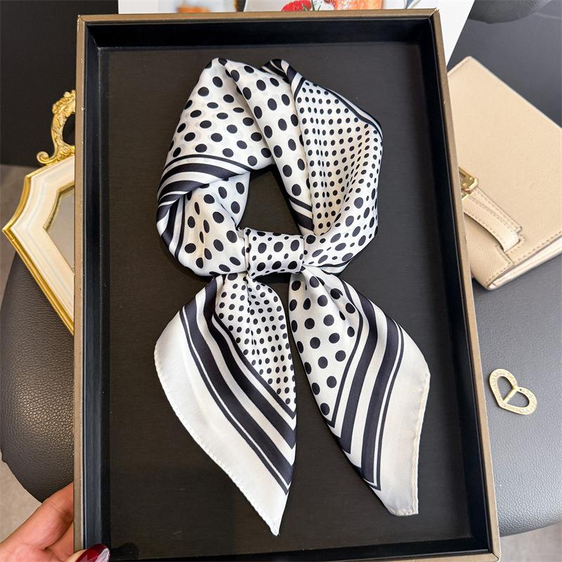 70Cm Dot Pattern Scarf Imitation Silk Square Scarf Women Neckerchief Female Luxury Square Scarves Satin Hijab Ribbon Bandana