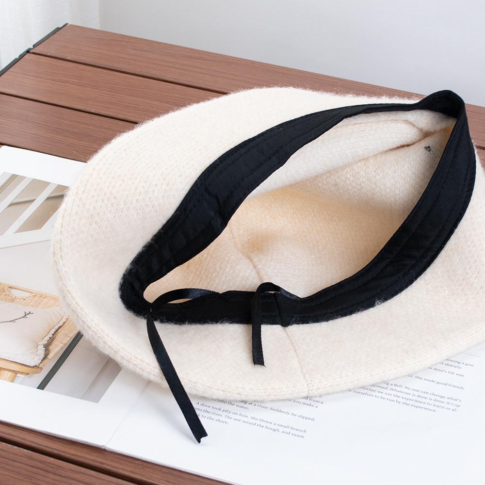 Plush hat women's autumn and winter wide brims show small face plain and versatile woolen bucket hat foldable basin hat