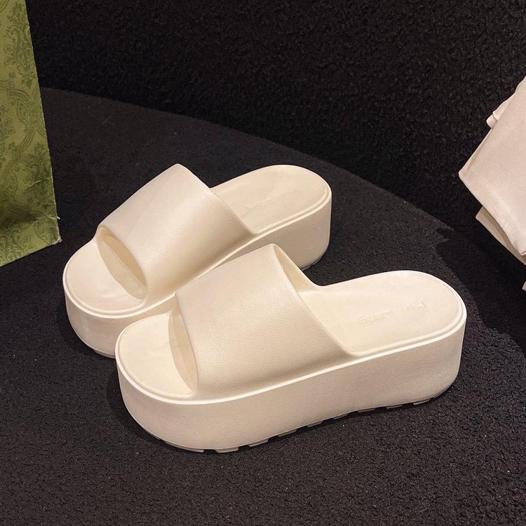 Fashion Vacation Thick Soles Women's Shoes EVA Soft-soled Non-slip Easy To Clean Slippers Casual 2025 Solid Color Flat Sandals