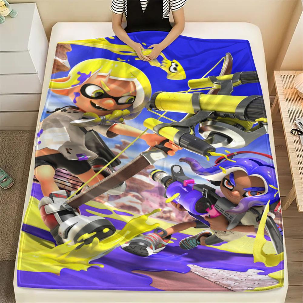 1PC Splatoon game Print Flannel Blanket, High quality Comfortable for All Seasons, Home Decor, Warmth and Comfort, Perfect for Christmas Gifts175