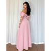 European and American one-word shoulder spell long-sleeved dress women's 2026 summer new fashion temperament skirt
