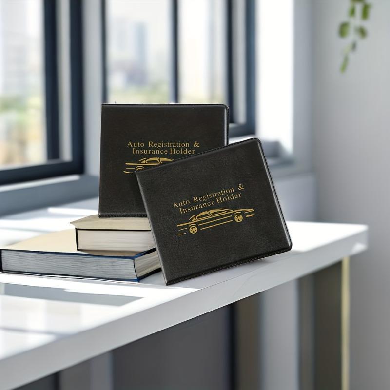 1pc Car Document Holder for Registration & Insurance, with Clear Window & Card Slots, Glove Box Organizer Wallet, Card Holder