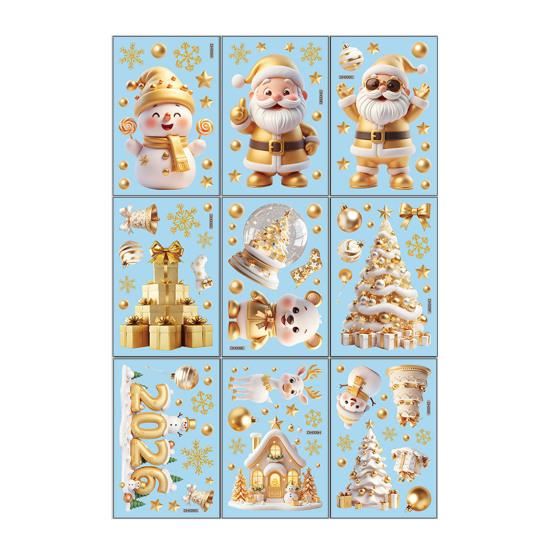 Yousheng 9 Sheets/Set Christmas Window Cling Removable Waterproof PVC Winter Merry Christmas Static Glass Sticker Holiday Party Decoration Decal