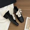 Fashion Autumn Vintage Lace Up Women Mary Jane Shoes Elegant Square Toe Party Dress Ladies Design Leather Pumps