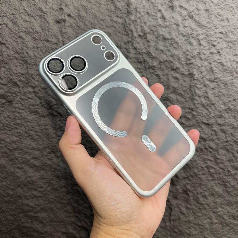 

Plating Magnetic Phone Case For iPhone Air 17 16 15 14 13 Pro Max For Magsafe Lens Protector PC Matte Translucent Back Cover For iphone13Pro