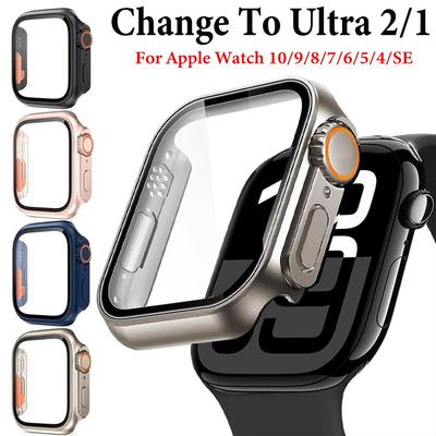Glass+Case For Apple Watch 11 10 46mm 42mm 9 8 7 45mm 41mm Screen Protector Change Ultra 3/2/1 Bumper Cover iWatch 6 5 4 SE 44mm