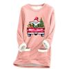 Ladies' Loose And Comfortable Round Neck Christmas Print Thick With Pockets Long Sleeved Top
