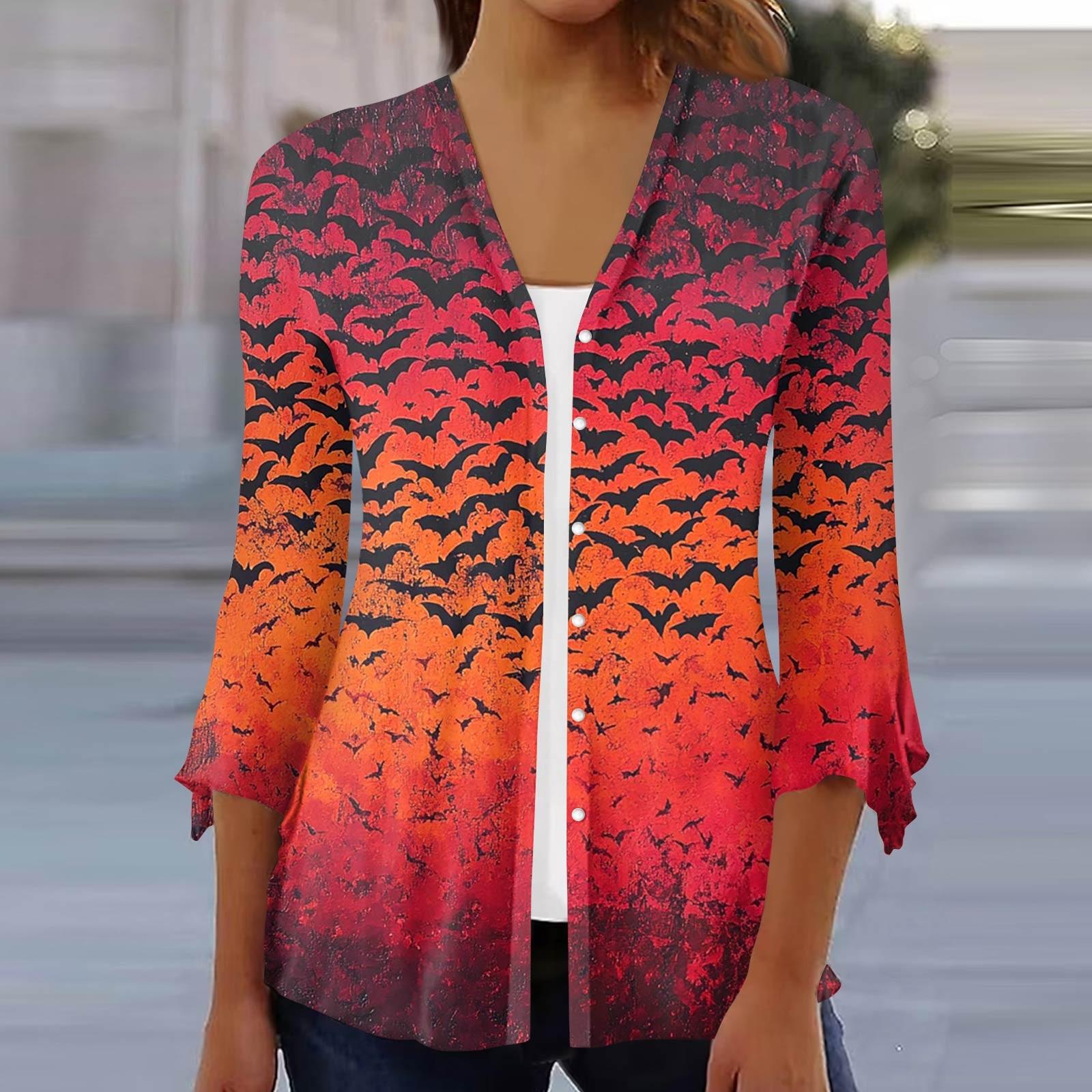 

Женский свободный повседневный кардиган-топ с принтом и рукавами семь восьмых на пуговицах S