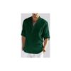 Hemrin Men' Cotton Blend Full Sleeve Short Kurta Shirt With Mandarin Collar