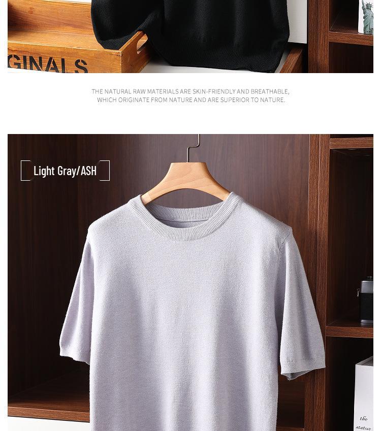 Men's Plus Size Knit Short Sleeve Round Neck Pullover Top