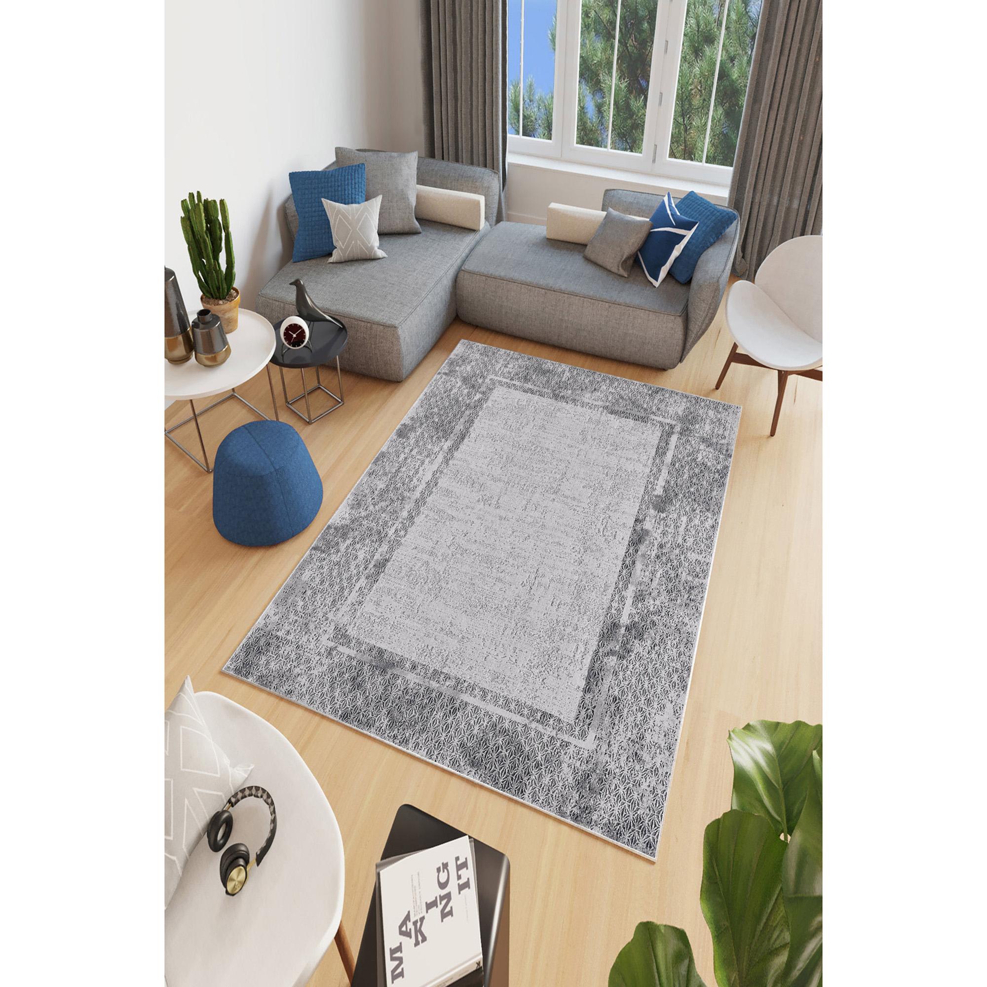 

Декоративный нескользящий базовый бордюрный ковер для гостиной Специальный дизайн, тонкий, моющийся ковер 40 x 60 cm серый