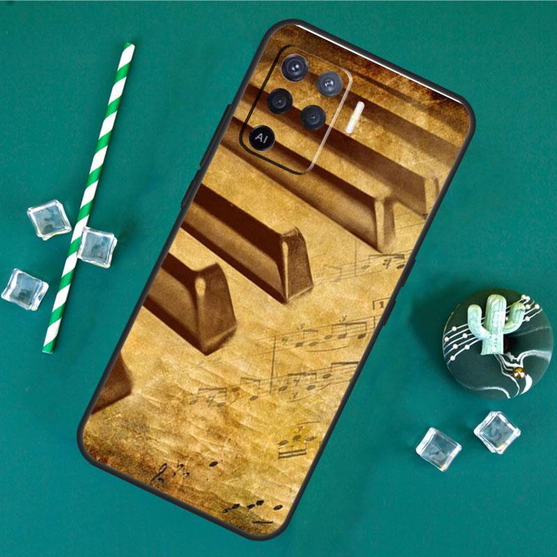 Piano Keys Vintage Music Notes Case For Oppo A80 A40 A60 A16 A76 A96 A91 A15 A17 A74 A94 A54 A57S A18 A38 A58 A78 A98 Cover