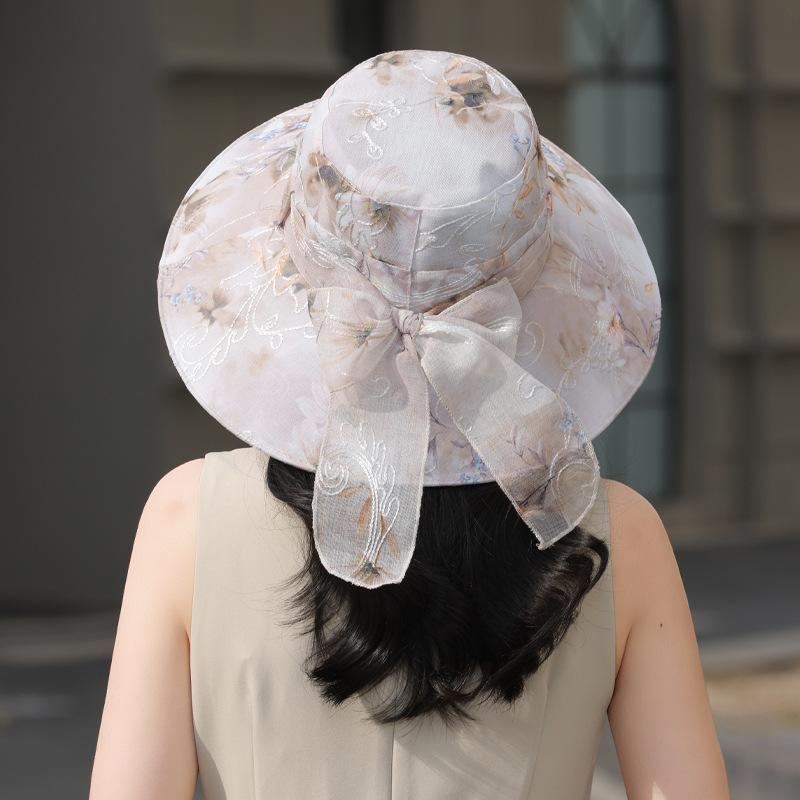 Summer Hat Women's Sunshade Sun Hat Fashion Versatile Lace Bow Summer Outdoor Bucket Hat