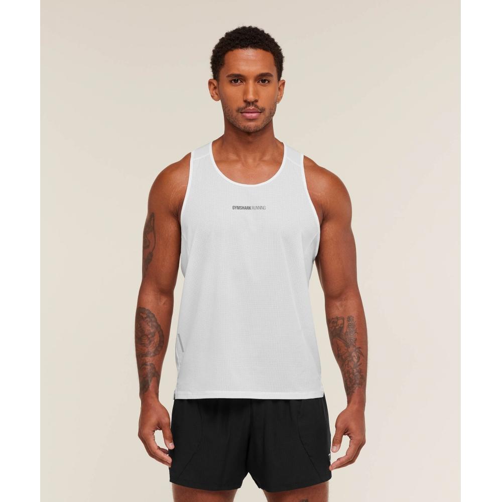 Gymshark Running Tank White A3c1r Wb57