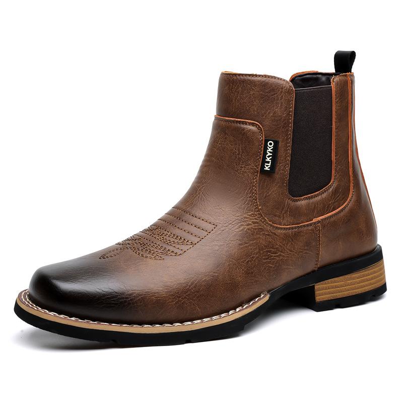 Men`s Retro Sleeveless Leather Boots British