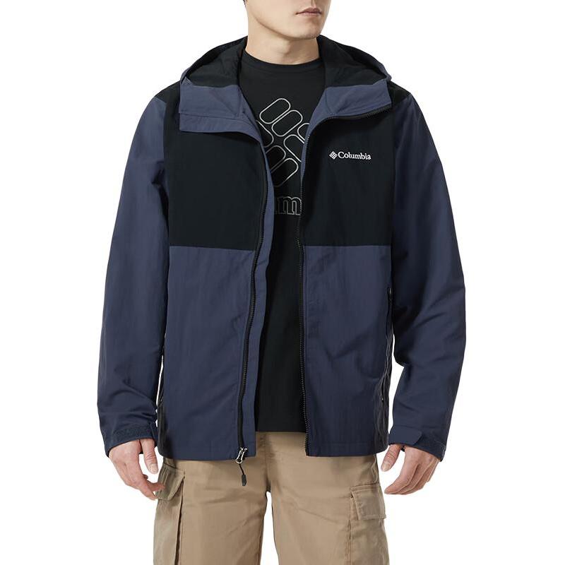 Columbia Color Block Spliced Hooded Casual Jacket Men jackets Navy-Blue XE3394-466
