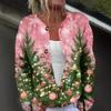 Women's Fashion Christmas Printed Long Sleeve Knitted Cardigan Button Down Jacket