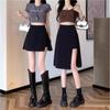 Slimming High-Waisted Black Midi Skirt with Slit for Summer 2025