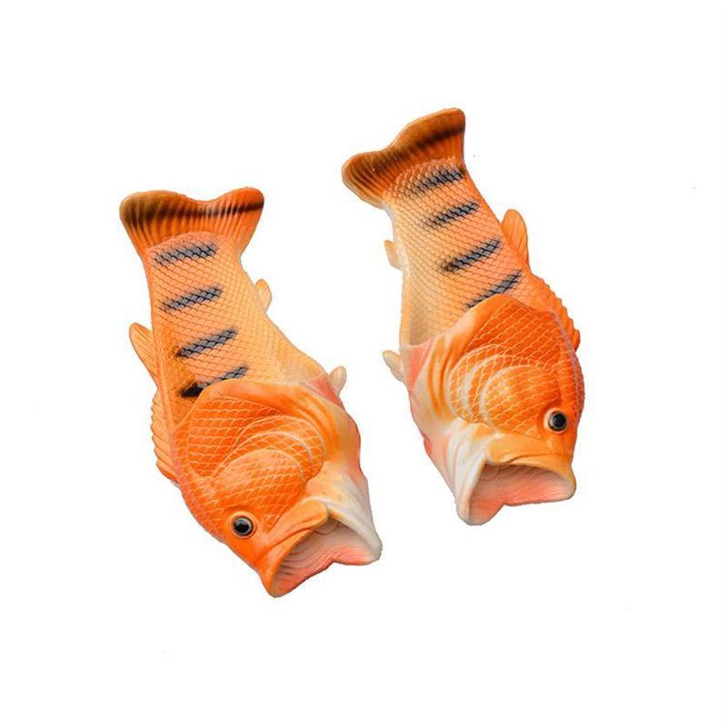 Open Toe Funny Male's Footwear Women's Fish Slippers Outdoor Couples Family Cartoon Animal Flip flops Plus Size 46 47 Man Shoes