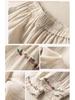 Women's Ethnic Embroidered Lace Trim Cotton Linen Harem Pants - Early Spring Loose Fit, Elastic Waist