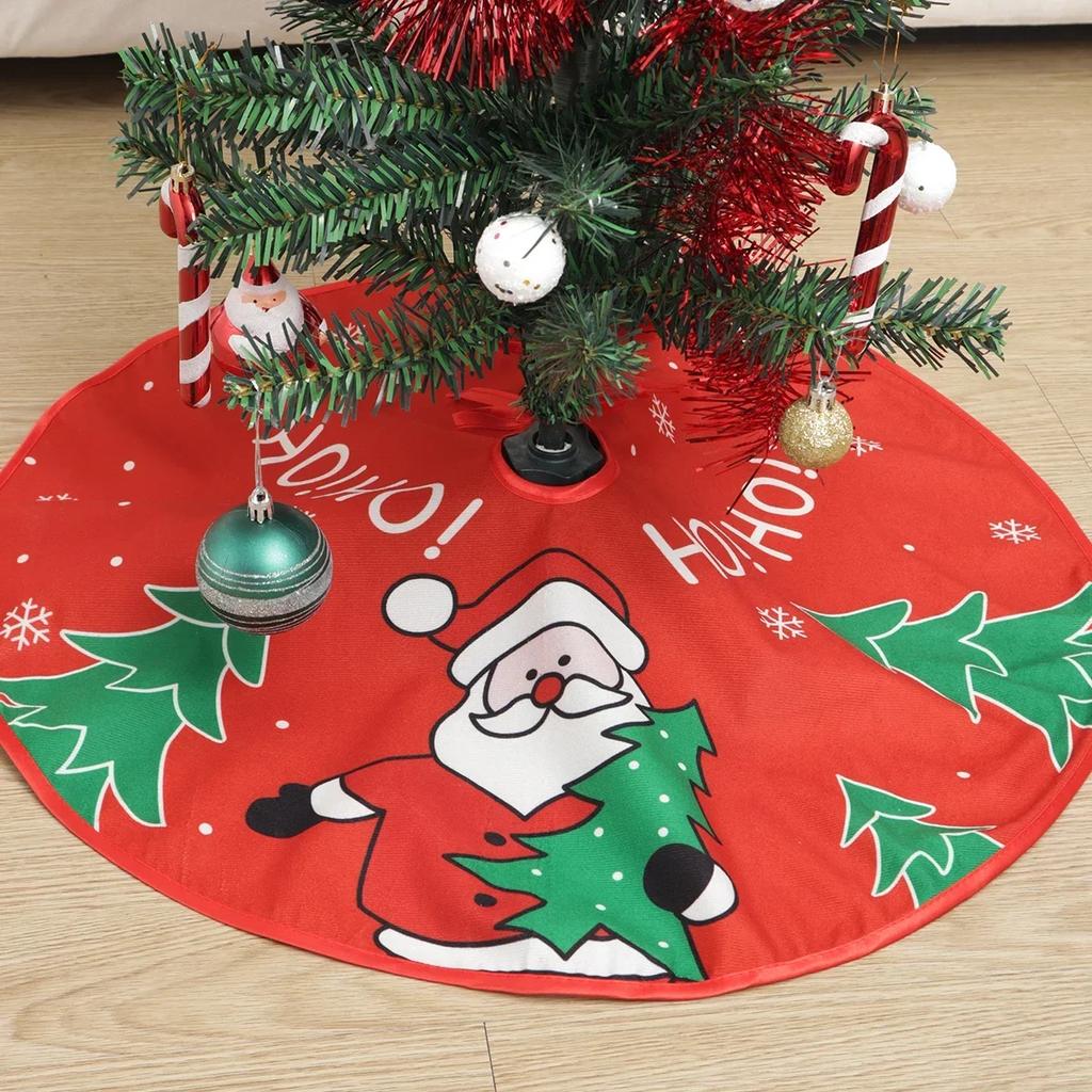 1 st-God Jul Granmatta Snögubbe Julgran Röd Bomull Julgransmatta Ornament Gör-det-själv God Jul Festdekorationer Suppl