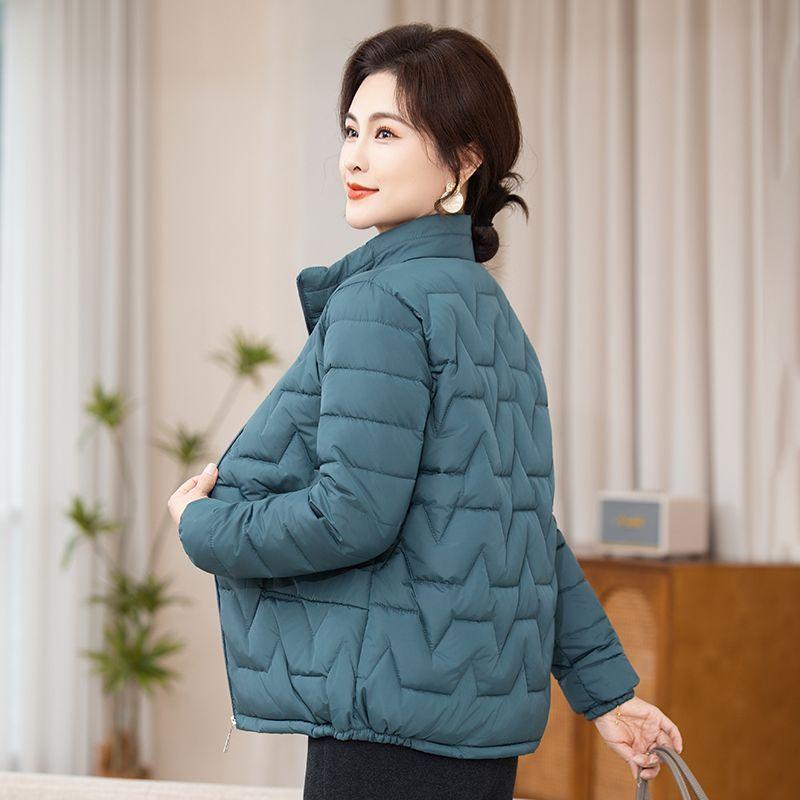Podzimní a zimní teplá bavlněná bunda pro maminky vypadá tenká pro ženy středního věku a starší, bavlněná bunda, lehký top