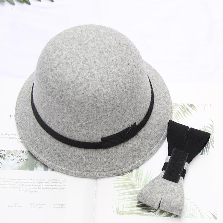 Autumn and Winter Women's Wool Hat Two-color Big Bow Basin Hat Elegant Temperament Felt Hat Top Hat