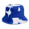 Black and white cow pattern bucket hat autumn and winter plush warm shopping versatile basin hat