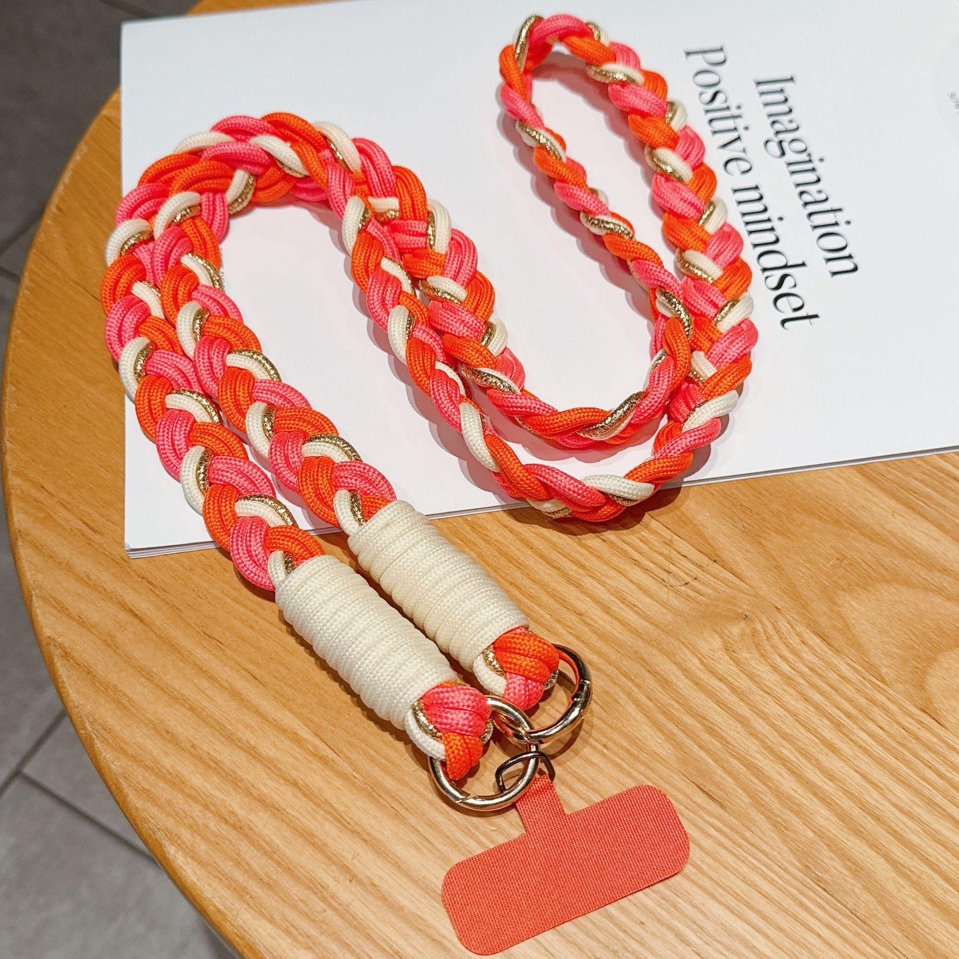 

Ins Trendy Dopamine Phone Lanyard - Colorful 6-Strand Braided, Adjustable Universal Long Rope W/ Clip Anti-Theft/Anti-Snatch